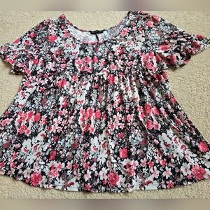 🌈Plus Size Floral Babydoll Top – 3X – Stretch Fabric